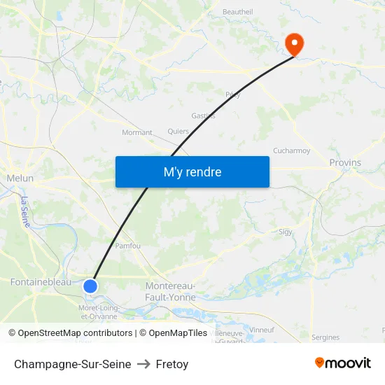 Champagne-Sur-Seine to Fretoy map
