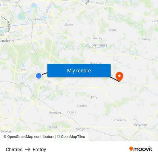 Chatres to Fretoy map