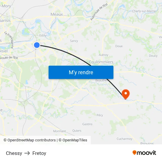 Chessy to Fretoy map