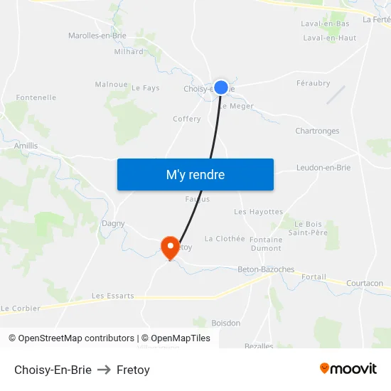 Choisy-En-Brie to Fretoy map