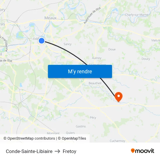 Conde-Sainte-Libiaire to Fretoy map