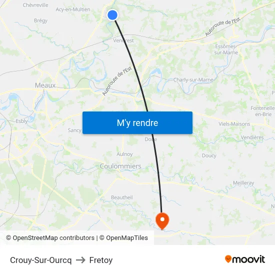 Crouy-Sur-Ourcq to Fretoy map