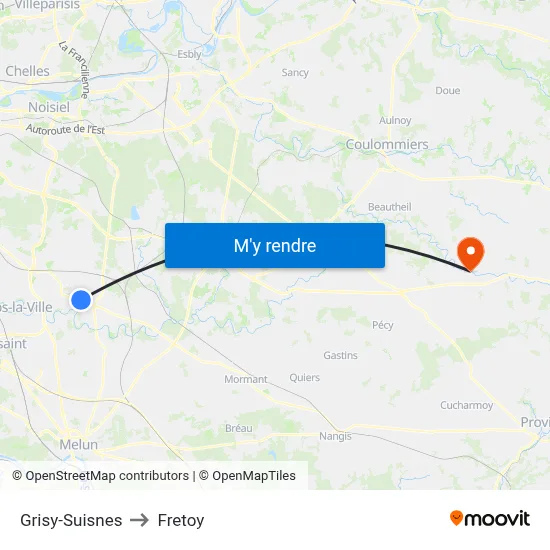Grisy-Suisnes to Fretoy map