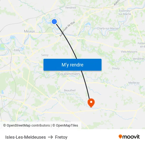 Isles-Les-Meldeuses to Fretoy map