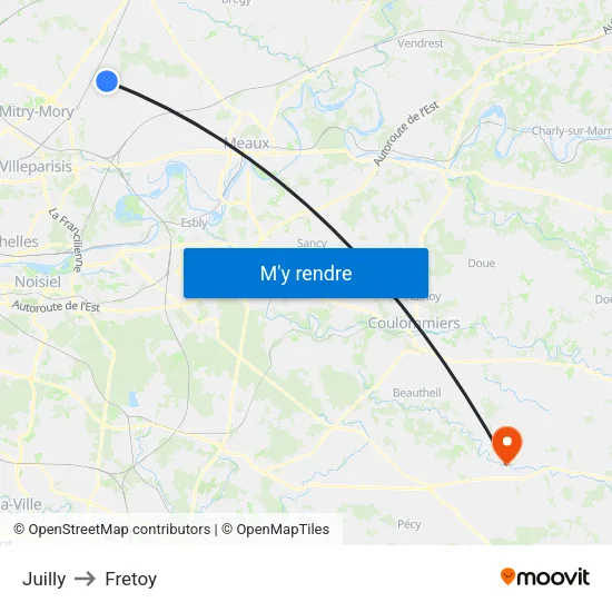 Juilly to Fretoy map