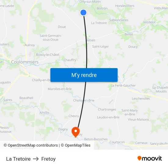 La Tretoire to Fretoy map