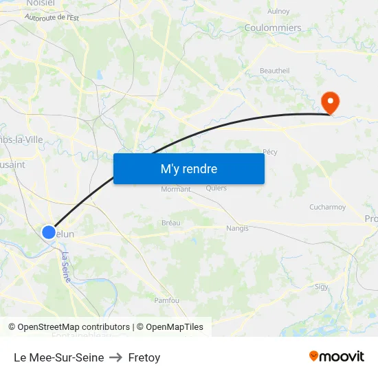 Le Mee-Sur-Seine to Fretoy map