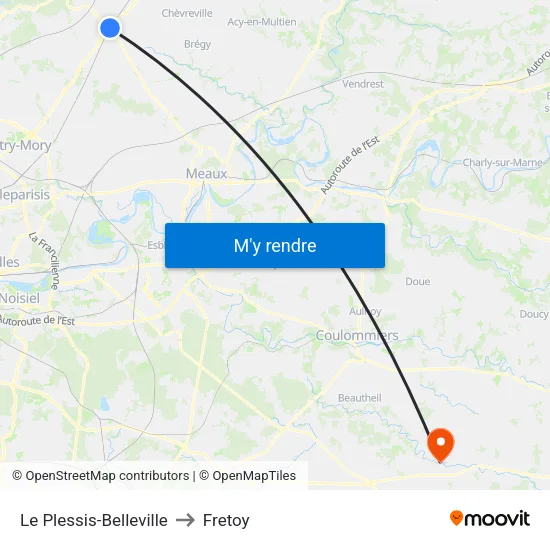Le Plessis-Belleville to Fretoy map