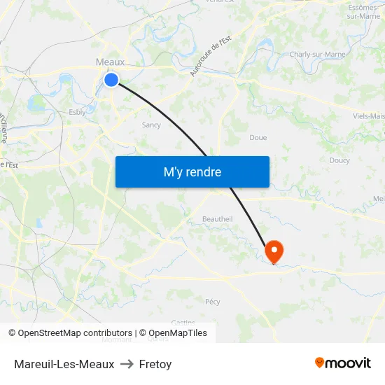 Mareuil-Les-Meaux to Fretoy map