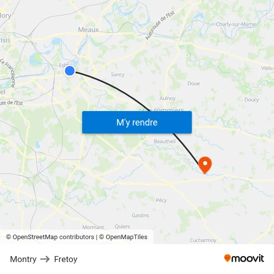 Montry to Fretoy map