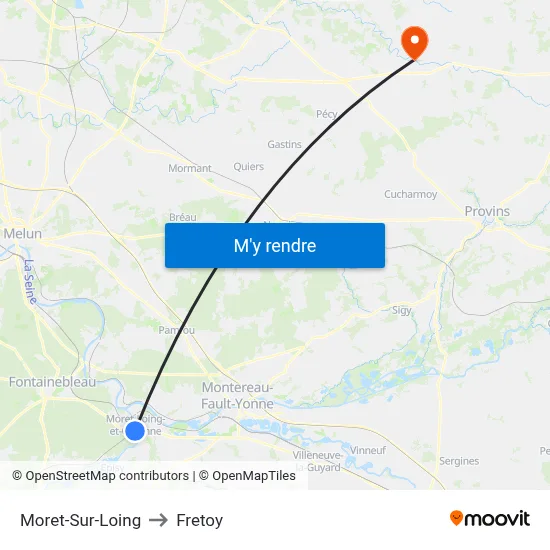 Moret-Sur-Loing to Fretoy map