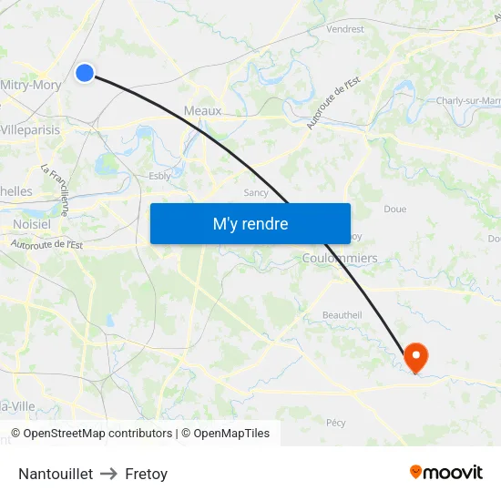 Nantouillet to Fretoy map