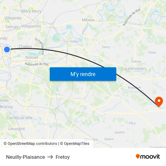 Neuilly-Plaisance to Fretoy map
