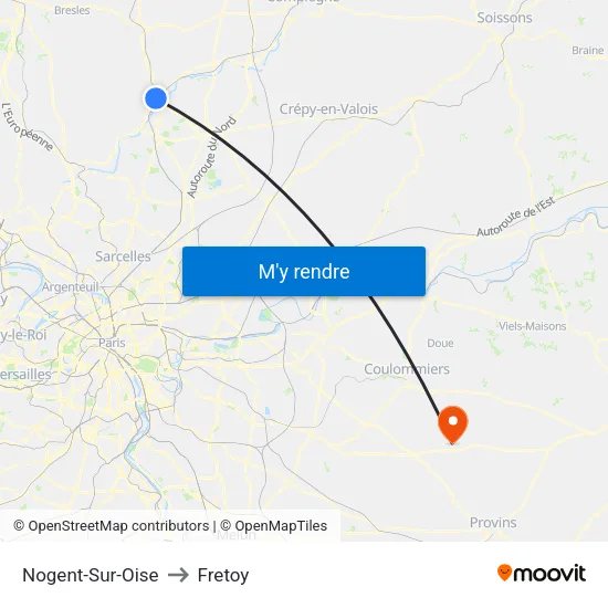Nogent-Sur-Oise to Fretoy map