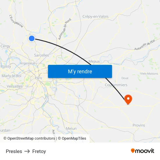Presles to Fretoy map