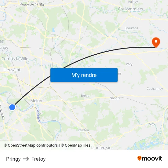 Pringy to Fretoy map