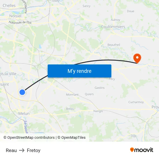 Reau to Fretoy map