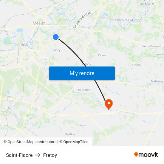 Saint-Fiacre to Fretoy map