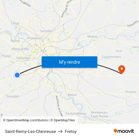 Saint-Remy-Les-Chevreuse to Fretoy map