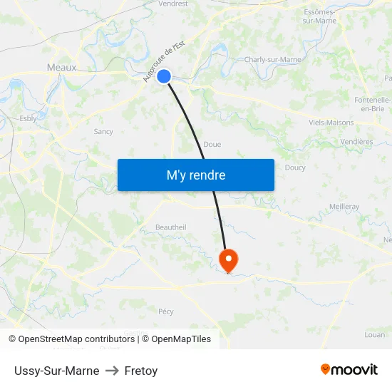 Ussy-Sur-Marne to Fretoy map