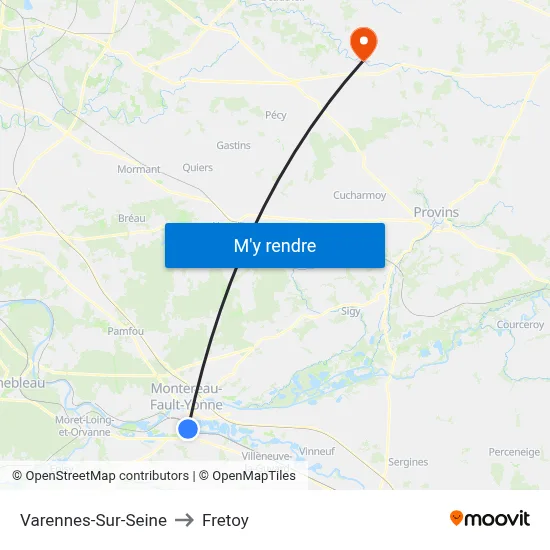 Varennes-Sur-Seine to Fretoy map