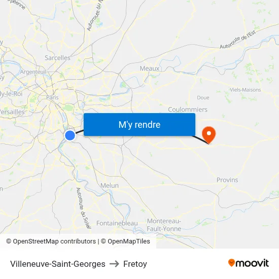 Villeneuve-Saint-Georges to Fretoy map