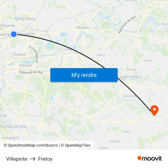Villepinte to Fretoy map