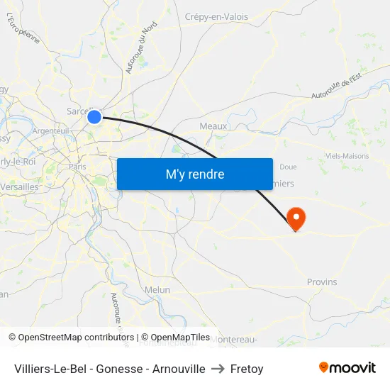 Villiers-Le-Bel - Gonesse - Arnouville to Fretoy map