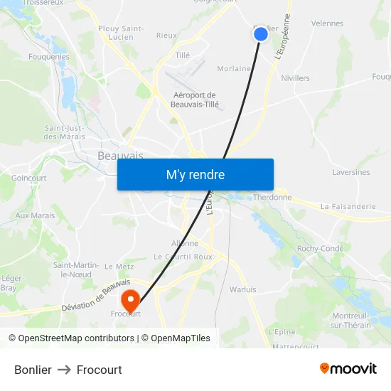 Bonlier to Frocourt map