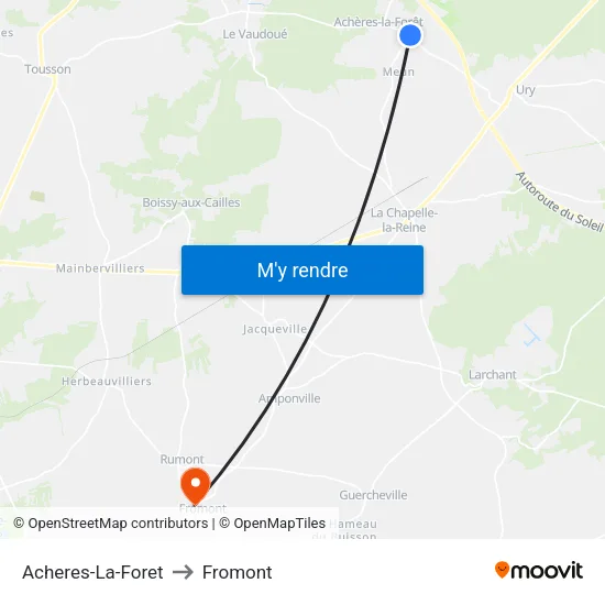 Acheres-La-Foret to Fromont map