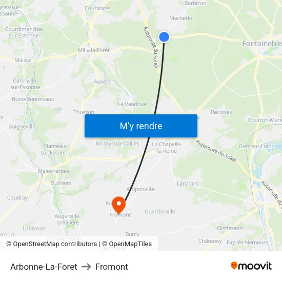 Arbonne-La-Foret to Fromont map