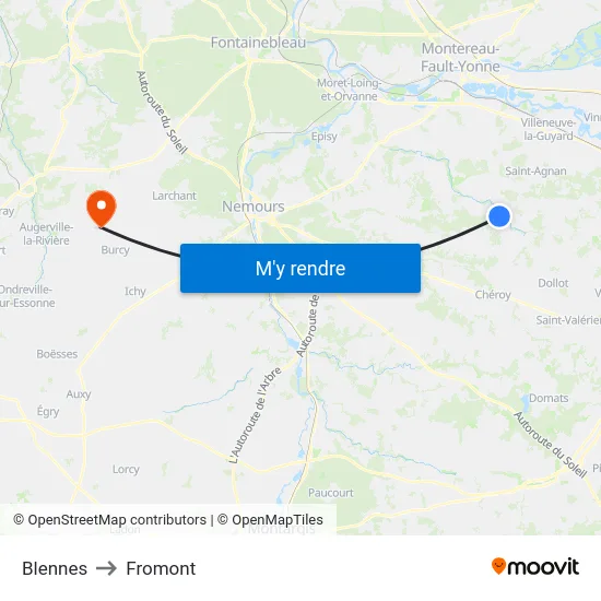 Blennes to Fromont map