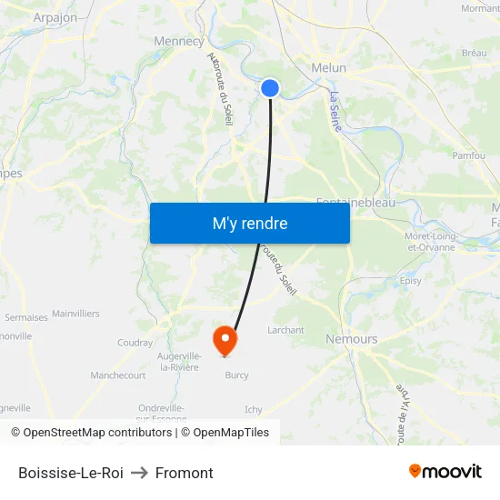 Boissise-Le-Roi to Fromont map