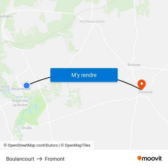 Boulancourt to Fromont map