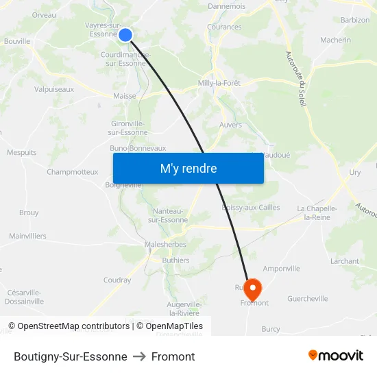 Boutigny-Sur-Essonne to Fromont map