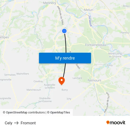 Cely to Fromont map