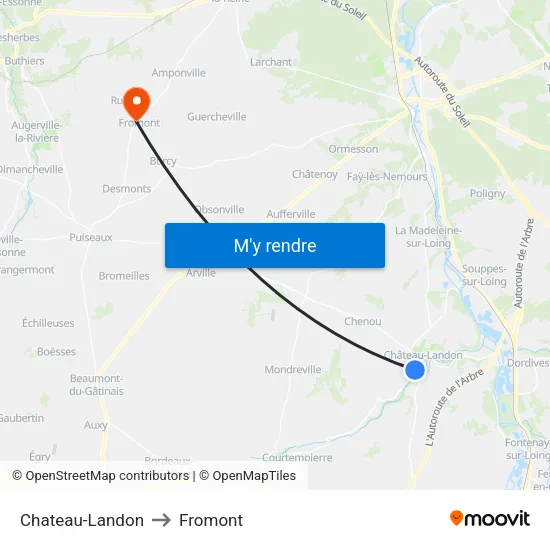 Chateau-Landon to Fromont map