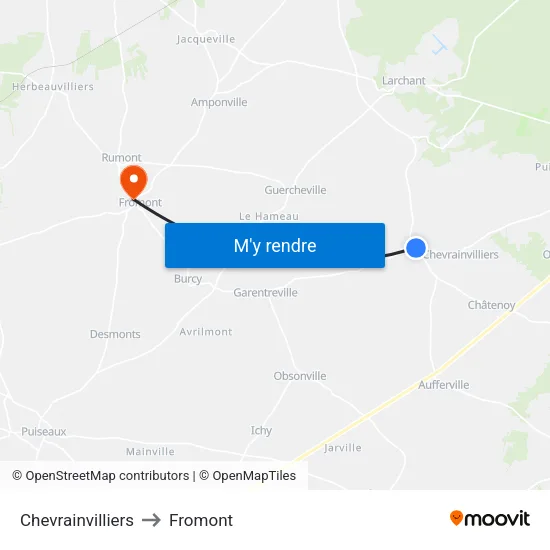 Chevrainvilliers to Fromont map