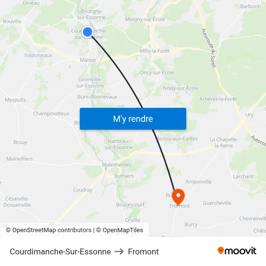 Courdimanche-Sur-Essonne to Fromont map