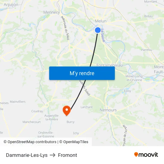 Dammarie-Les-Lys to Fromont map