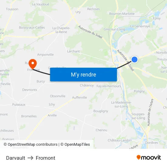 Darvault to Fromont map