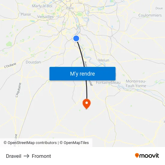Draveil to Fromont map