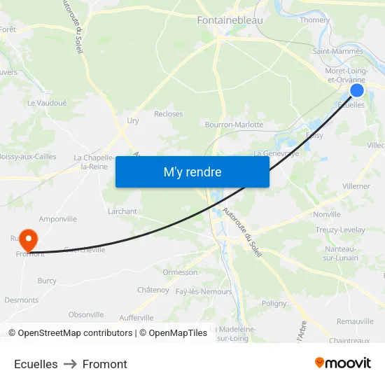 Ecuelles to Fromont map