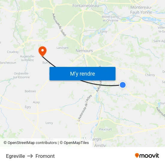 Egreville to Fromont map