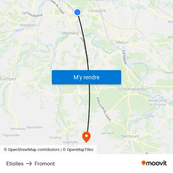 Etiolles to Fromont map