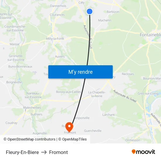 Fleury-En-Biere to Fromont map