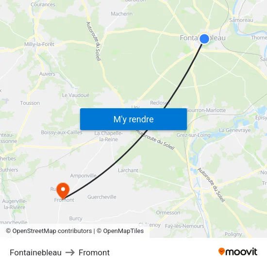 Fontainebleau to Fromont map