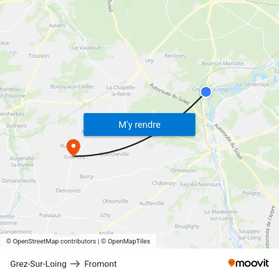 Grez-Sur-Loing to Fromont map