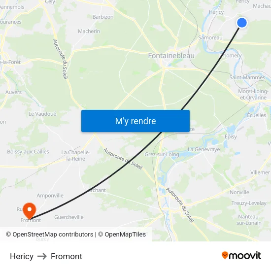 Hericy to Fromont map