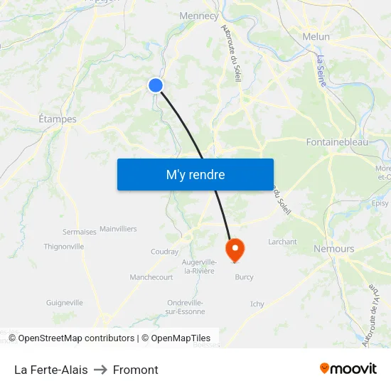 La Ferte-Alais to Fromont map